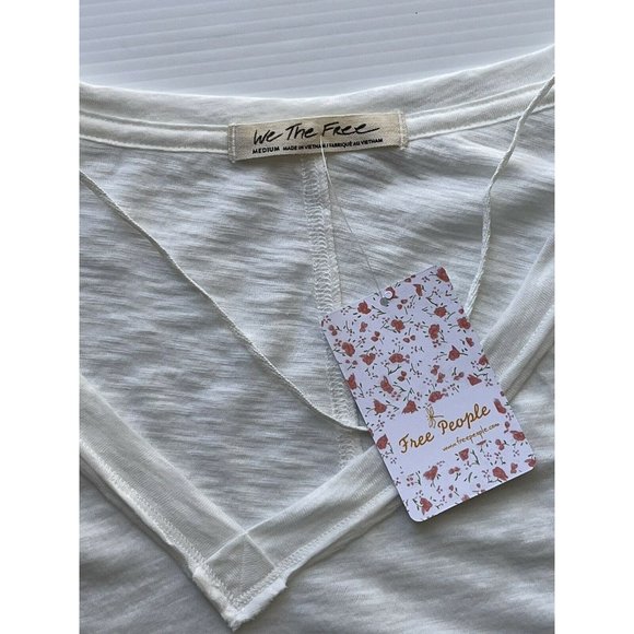 Free People Womens White On My Mind Oversized Light V-Neck Shirt By We The Free - Picture 7 of 11
